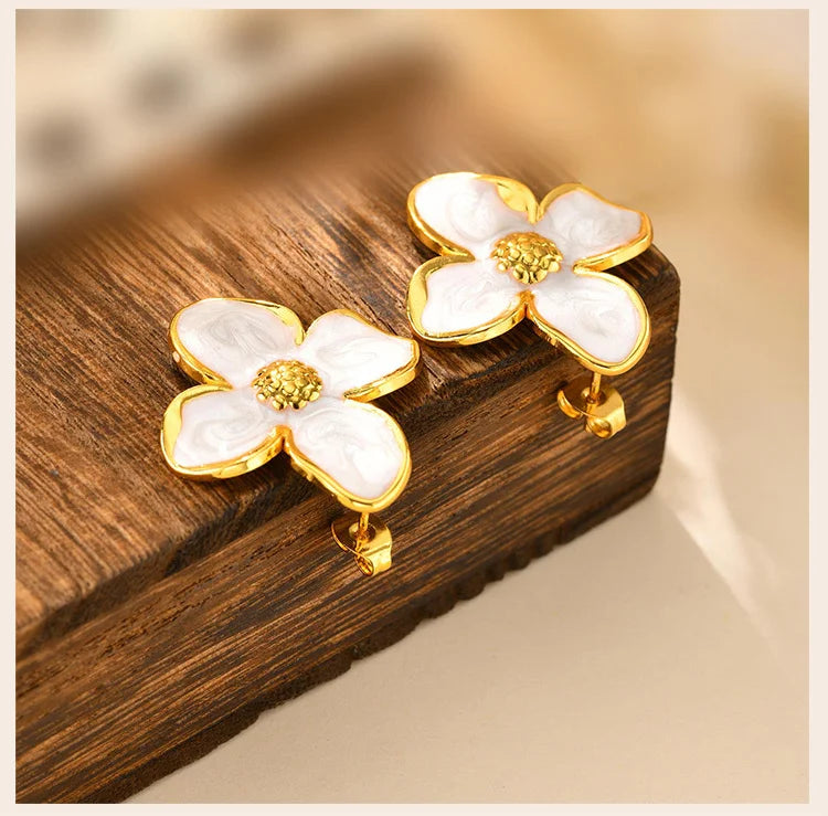 Boucles Fleurs Élégantes – Acier Inoxydable