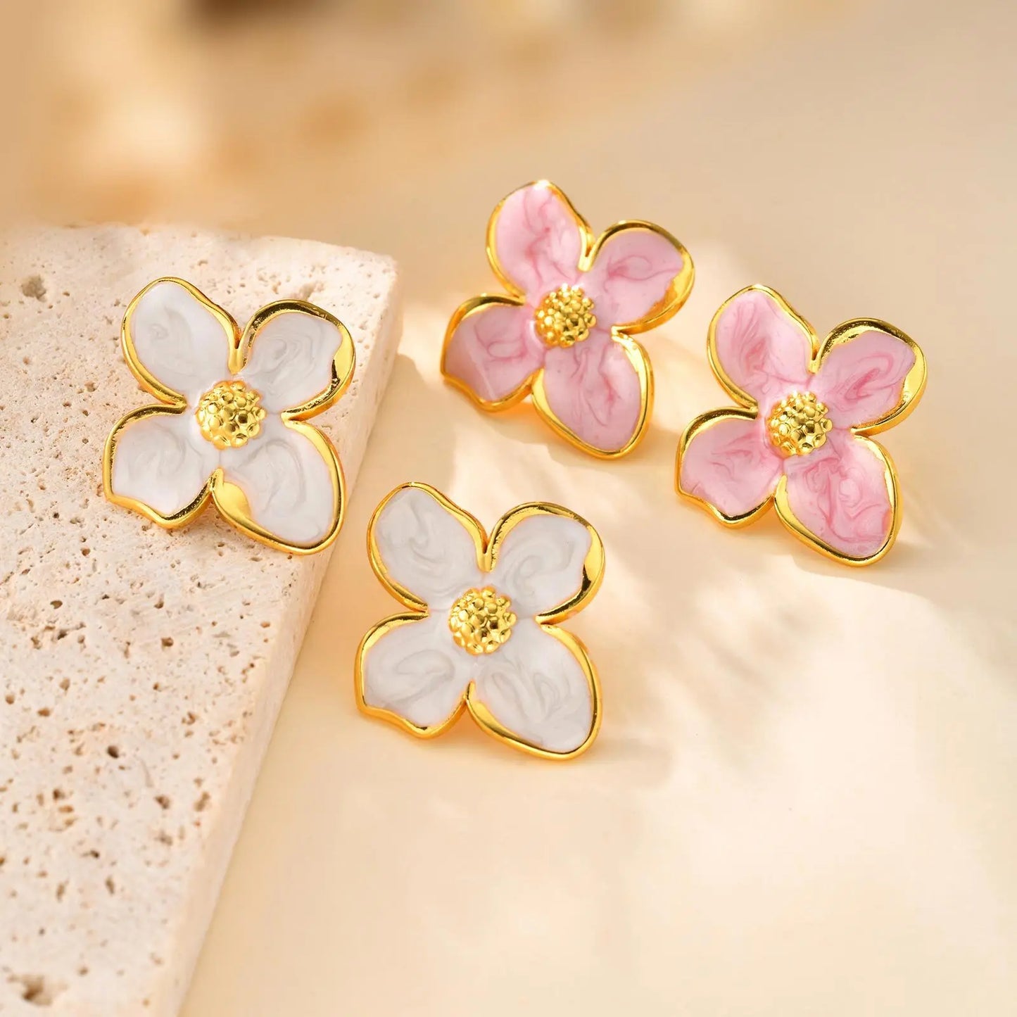 Boucles Fleurs Élégantes – Acier Inoxydable