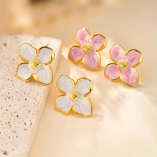 Boucles Fleurs Élégantes – Acier Inoxydable